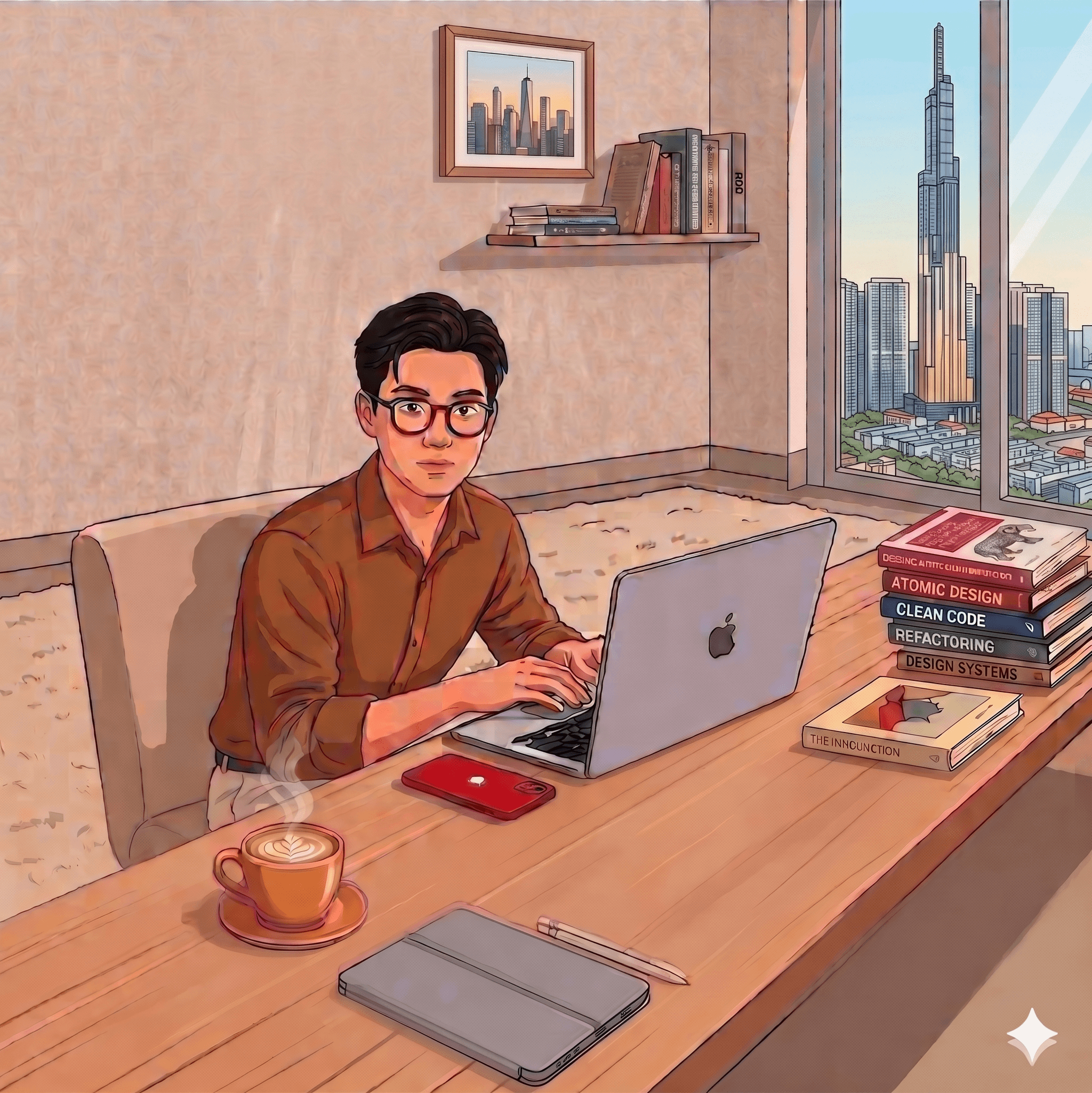 Illustration of a person at a desk
